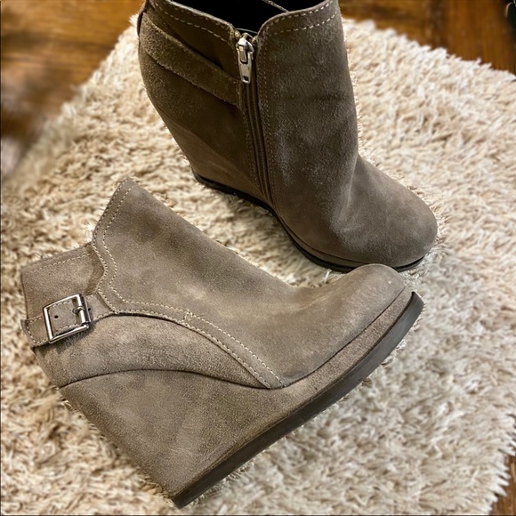 light gray suede booties